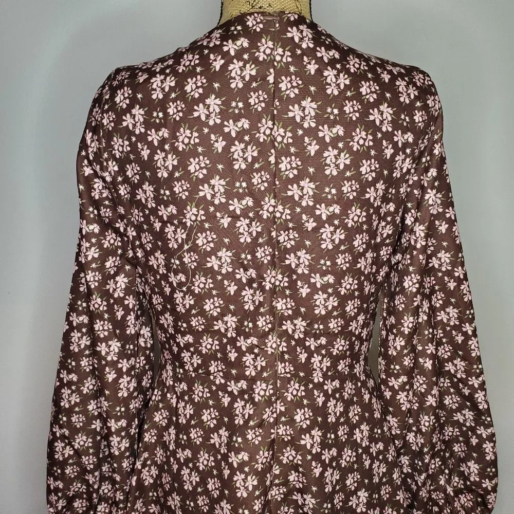 NWT Lulu's Daily Affection Floral Corduroy Dress With Pockets Size L